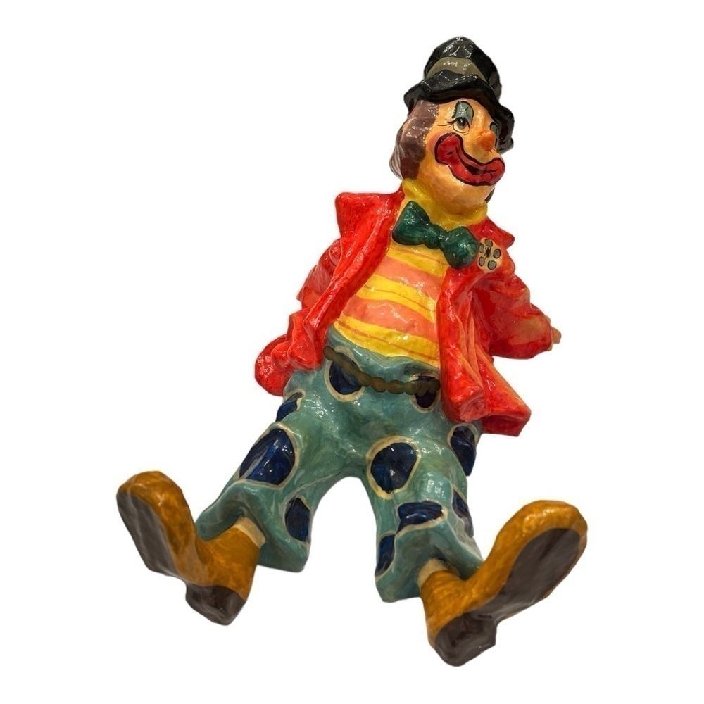 Antique Signed Large Paper Mache Sculptured Clown Mexico